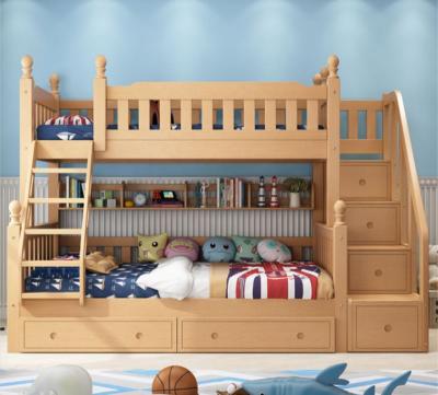 China Creative Furniture HQSLP Children Bed Kids Solid Wood Bunk Beds With Cabinet Children Bed Safety for sale