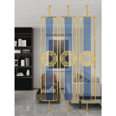 China Skeleton Electroplating Interior Decorated Room Divider Stainless Steel Standing Glass Luxury Screen for sale