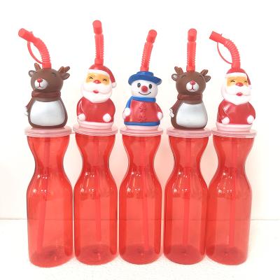 China Portable Cold Drink Cup Santa Bottle Kids Milk Mug Straw Cups With Cartoon Lid Merry Christmas Gifts Viable Xmas Gift for sale