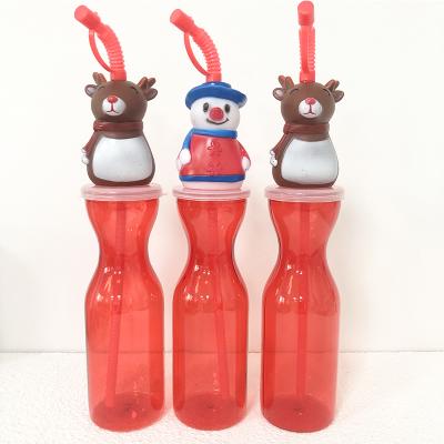 China 500ml viable cartoon Santa Bottle Clear Plastic Straw cups Juice Milk Tea Drink Cups heteromorph Santa Claus Christmas Gifts Mugs for sale