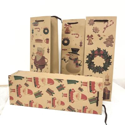 China Eco-Friendly Wine Bottle Paper Bag Christmas Wrapping Paper Gifts Wraps Champagne Bottle Bags Santa Claus Snowman Christmas Decoration Favor Supplies for sale