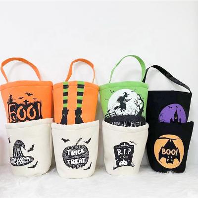 China Colorful Halloween Fashional Hot Sale Candy Bags Or Lot Buckets For Kids Happy Pumpkin Ghost Festival for sale