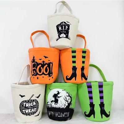 China Fashional Hot Sale Halloween Baskets Trick or Treat Bags Candy for Kids Happy Pumpkin Ghost Halloween Festival for sale