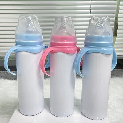 China New Arrival 8oz Sublimation Sippy Cup Stainless Steel Milk Cup PORTABLE Double Wall Insulated Baby Bottle With Nipple For Cute Babies for sale