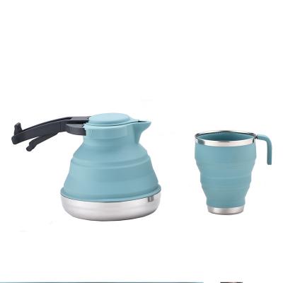 China Sustainable Nylon Handle Heat Resisting Foldable Kettle Silicon Silicone Folding Kettle Silicon Foldable Kettle for sale