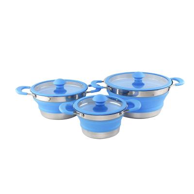 China Collapsible Factory Price Lightweight Camping Cooking Pots Set Camping Pot Cookware Set For Outdoor for sale