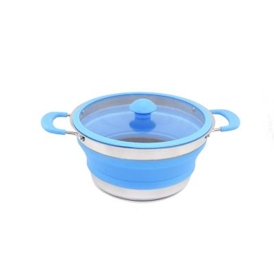 China Collapsible Non-Stick Lightweight Camping Cooking Pot Set Cooking Pot Outdoor Collapsible Collapsible Camping Pot for sale