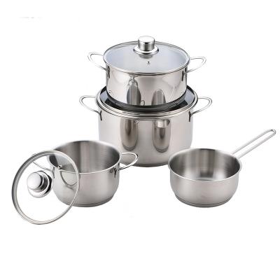 China Modern Brand New Cooking 7 Pcs Pot Set Stainless Steel Cookware Casserole Set Cooking Pots Stainless Steel Cookware Sets for sale