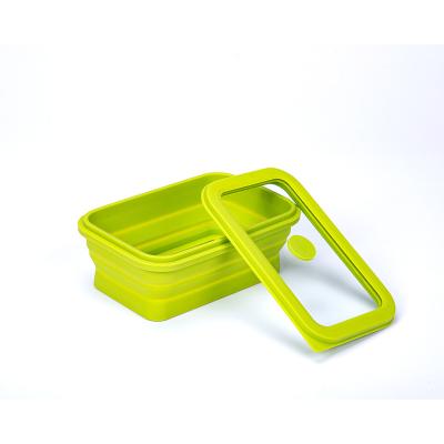 China Collapsible Silicone Bento Box High Quality BPA Free Silicone Lunch Box Set Collapsible Food Storage Container Customized Logo Square CN;GUA for sale