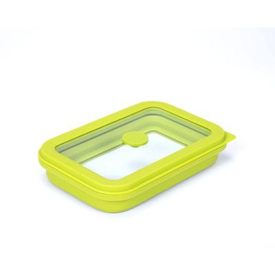 China Collapsible Food Grade Silicone Bento Lunch Box With Dividers Leak-Proof Portable Folding Silicone Lunch Box For Kids for sale