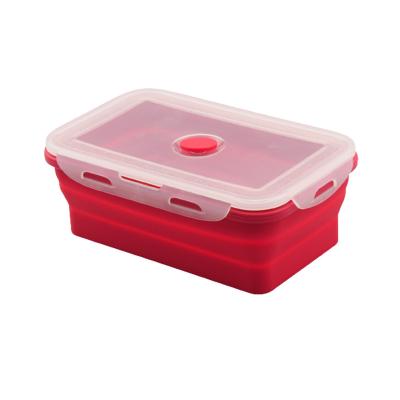 China Leak Proof collapsible food grade silicone bento folding lunch box with lid food storage container foldable lunch box for kids for sale