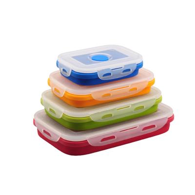 China Leak Proof Hot Sale Portable PP Lid Collapsible Silicone Lunch Box Silicone Lunch Box Collapsible Lunch Box For Kids for sale