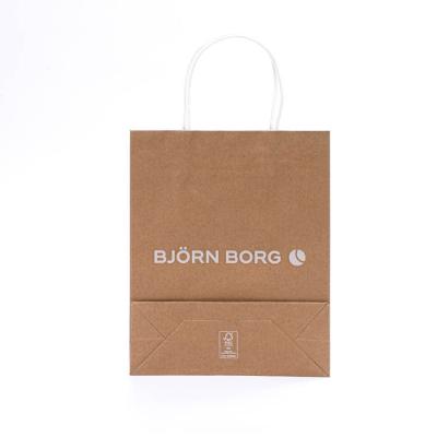 China Recyclable Custom Shopping Kraft Paper Gift Bags With Your Own Logo With Handle for sale