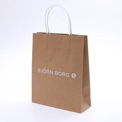 China Recyclable Custom Shopping Brown Paper Gift With Your Own Logo With Handle for sale