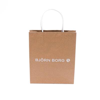 China Recyclable Custom Brown Paper Gift Shopping Bags With Your Own Logo With Handle for sale