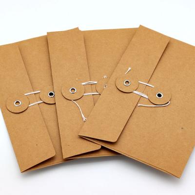 China Brown Kraft Envelope Business Good Quality Document Paper Bag Type With Button String Closure--straight for sale