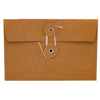 China Brown Business Envelope Kraft Paper Documents Envelopes With Loop And Tie for sale