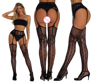 China Amazon Sales Snagging Resistance Mesh Pantyhose Warm Suspender Stockings Open Crotch Mesh Pantyhose for sale