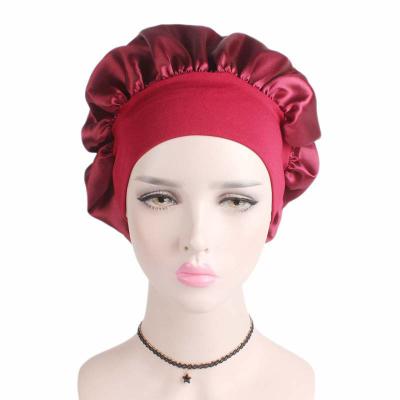 China Eco-friendly Adult Head Sleep Hood Sleep Hood Women Ladies Satin Wide Band Sleep Hat K1684 for sale