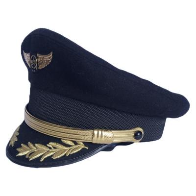 China Custom Classy Cap Airline Captain Hats Character Pilot Uniform Hat CG860 for sale