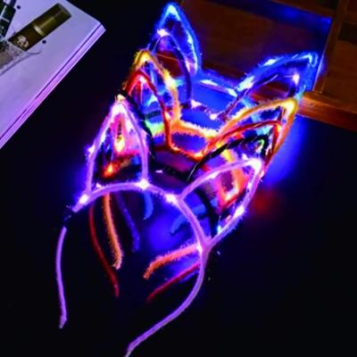 China European and American Style Led Light Up Headband Flower Bear Cat Bunny Ear Garland Headband Glow Flashing Headset for sale