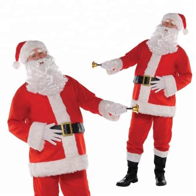 China Polyester Men's Classic Santa Claus Father Christmas Festive Fancy Dress Costume Outfit for sale