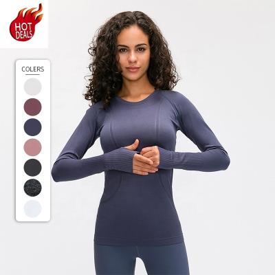 China Breathable Sports Custom Women Long Sleeve Yoga Tops Wholesale Active Workout Sports Shirt Women Fitness Wear T-Shirt Girls for sale