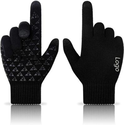 China Warm Touch Screen Knitting Gloves Wholesale Cold Weather Knitted Touch Screen Gloves Unisex Silicone Gloves Autumn Winter Thick Plush Warm Non-slip Ski Gloves for sale