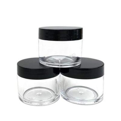 China 50Ml 80Ml 100Ml 120Ml 150Ml 200Ml 250Ml 500Ml PS Clear Cosmetic PET Cream Lip Butter Plastic Lip Scrub Container With Black Lids for sale