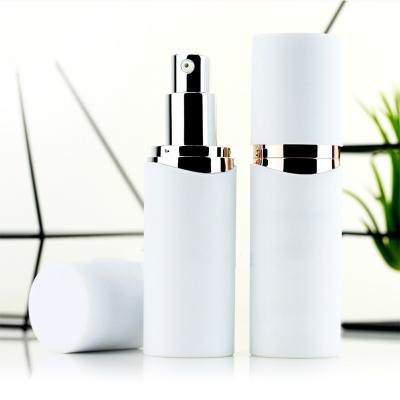 China Small Quantity 5ml 10ml 15ml 25ml Low Stock Cosmetic Silver Ring Cap Airless Pump Bottle Empty Cosmetic Containers for sale