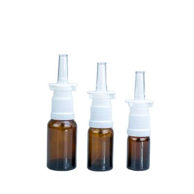 China Non Spill 10Ml Amber Plastic Bottle With Nasal Spray for sale