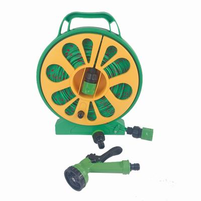 China Factory Best Wholesale Price Adjustable 50ft 15 Meter Flat Plastic Portable Garden Hose Reel for sale