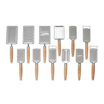 China 2022 Wooden Cheese Grater Food Grater Stainless Steel Kitchen Tools Kitchen Accessories Viable Vegetable Zester Tools for sale