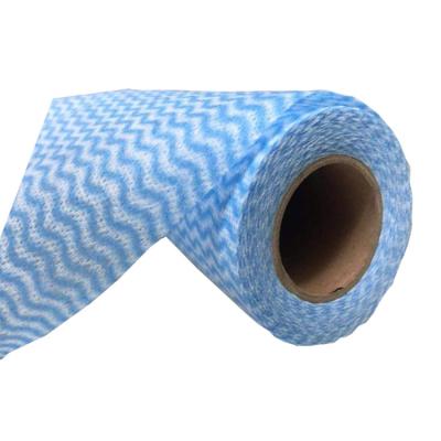 China Sustainable Blue Nonwoven Fabric Cleaning Cloth Roll All Purpose Wiping Paper for sale