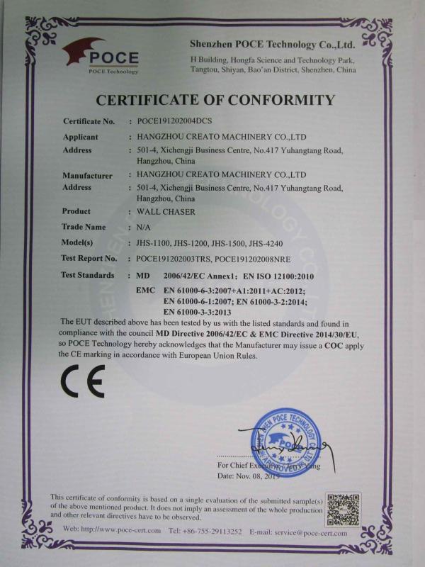 CE - Hangzhou Creato Machinery Co., Ltd.