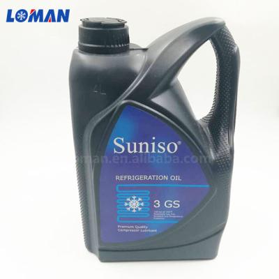 China Industrial Black Color Lubricant Bottle Suniso Refrigeration Compressor Oil Plastic Lubricant 3GS/4GS/5GS for sale