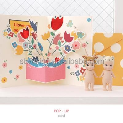 China Modern custom printed pop up 3d greeting card, thank you card, birthday card for sale