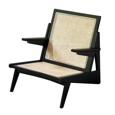 China Nordic Adjustable Back Recliner Balcony Home Style Natural Rattan Armchair Solid Wood Wicker Lounge Chair (The Other) for sale