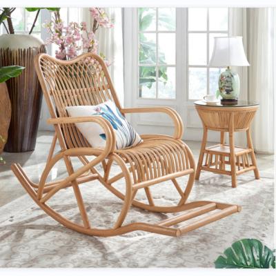 China Cane Lounge Recline Chair Balcony (Other) Adjustable Nordic Leisure Living Room Furniture Natural Rattan Wicker Relax Rocking Chair for sale