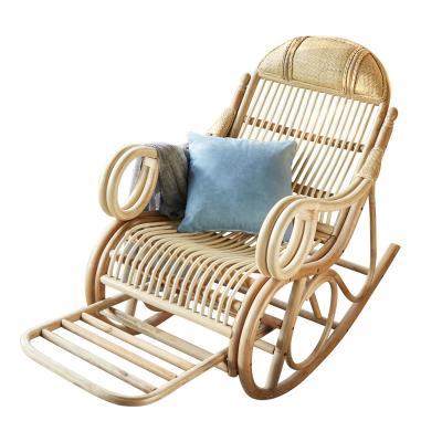 China Nordic Reclining Living Room Balcony Leisure Relax Handmade Rattan Wicker Rocking Chair for sale