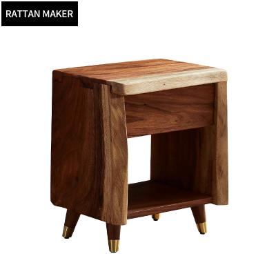 China Hot Sale One Drawer Walnut Adjustable Bedside Cabinet Solid Wood Bedside Cabinet (Other) for sale