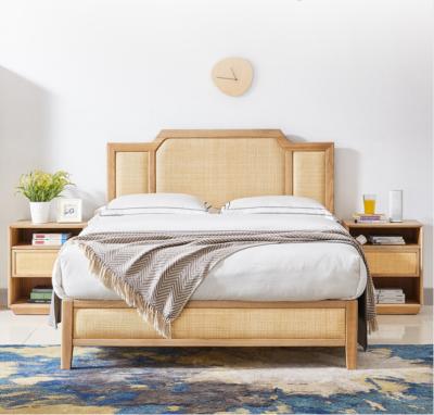 China Cane Series Natural Ash Adjustable Bed Bedroom Furniture Rattan Solid Wood Wooden Bed (Other) for sale