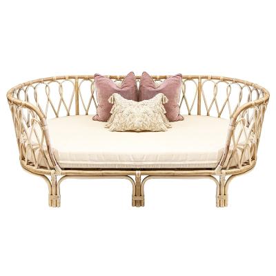 China Other Garden Sun Room Cane Sofa Furniture Living Room Leisure Double Sofa Handmade Natural Rattan Wicker for sale