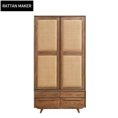 China Rattan Wood Wardrobe (Other) Adjustable High Quality Simple Bedroom Furniture for sale