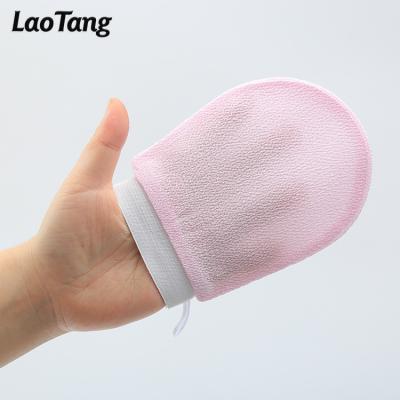 China EXFOLIATING Factory Direct Selling Custom Logo Soft Face And Thick Pink Factory Fiber Cleaning Sponge Exfoliating Gloves for sale