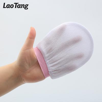 China EXFOLIATE Face Exfoliator Factory Price Custom Logo and Packaging Factory Cleansing Sponge Soft Natural Viscose Face Exfoliating Gloves for sale