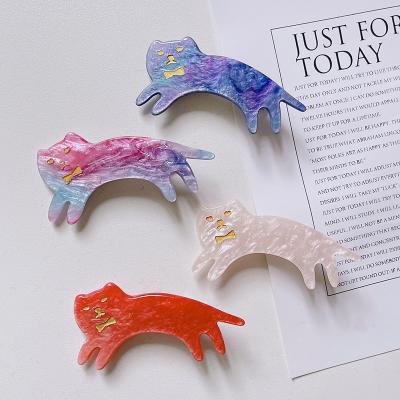 China Fashion Korean Hair Clips Cute Running Cat Alligator Clip Anime Girls Cheap Acrylic Hair Clips Girl Hair Accessories for sale