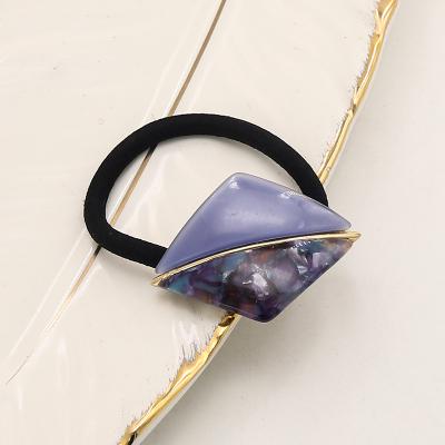 China Fashion Custom Diamond Acetate Women Rubber Band Hair Band Girl Hair Ponytail Holder Splicing Fancy Lady for sale