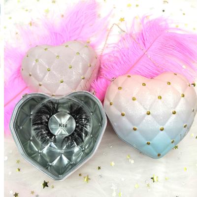 China 25mm Long 100% Natural Handmade Mink Eyelashes With Lashes Box Heart Shaped Lashes Custom Packaging Box For 3D 5D Mink Eye Lashes for sale