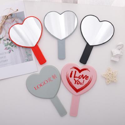 China Wholesale Custom Makeup Mirrors One Side Heart Shape Hand Mirror Personalized Custom Logo Hand Held Mirror Uv Printing Cosmetic Makeup for sale